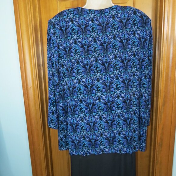 Alex Evenings Peacock Colors Knit Jacket & Sleeveless Formal Cocktail Size 2X - Picture 6 of 11